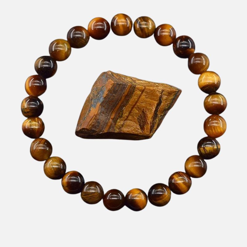 Bracelet Homme Œil de Tigre Perles Tubes Gravés