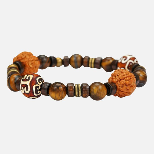 Bracelet Homme Perle Bois Fauve