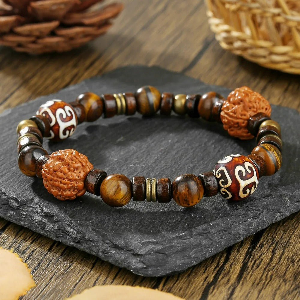 Bracelet Homme Perle Bois Fauve