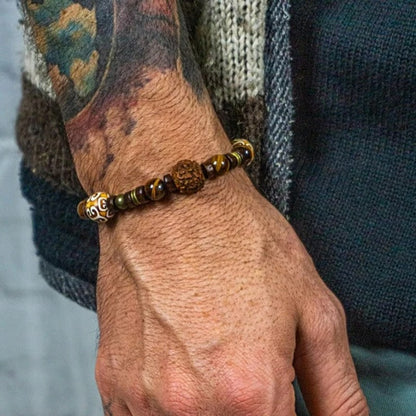 Bracelet Homme Perle Bois Fauve
