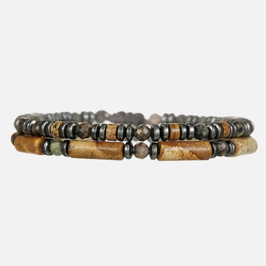 Bracelet Homme Perle Double Cordon Ajustable