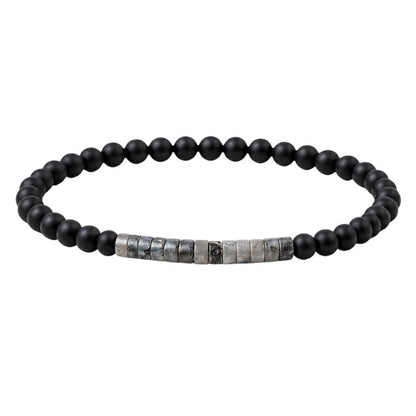 Bracelet Homme Perle Fin Onyx Jaspe Picasso