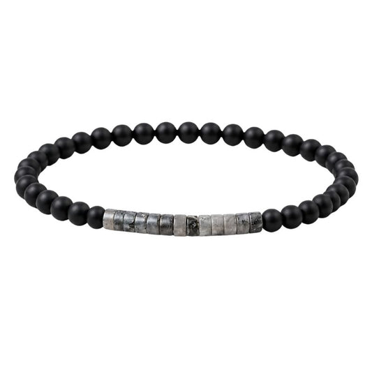 Bracelet Homme Perle Fin Onyx Jaspe Picasso