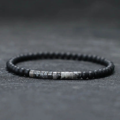 Bracelet Homme Perle Fin Onyx Jaspe Picasso