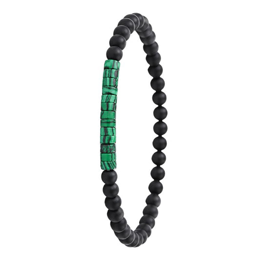 Bracelet Homme Perle Fin Onyx Malachite Verte