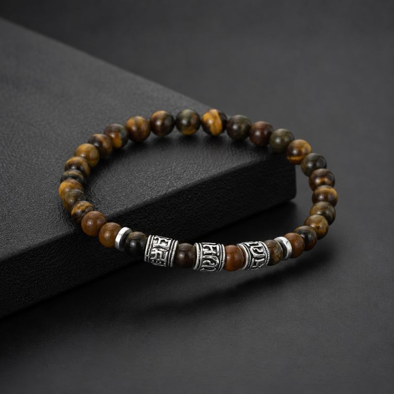 Bracelet Homme Perle Œil de Tigre Tibétain