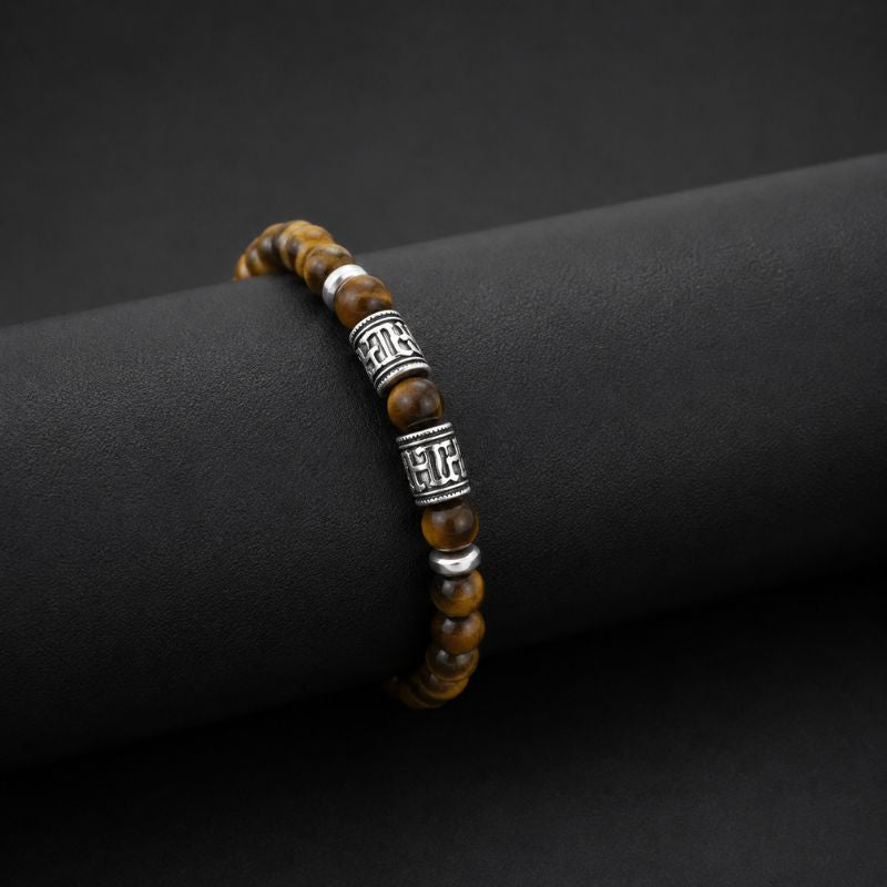 Bracelet Homme Perle Œil de Tigre Tibétain