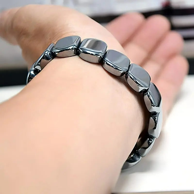 Bracelet Homme Perle Plate Hématite