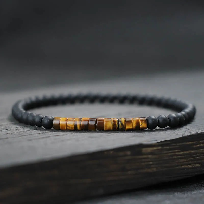 Bracelet Homme Perles Fines Onyx Œil De Tigre