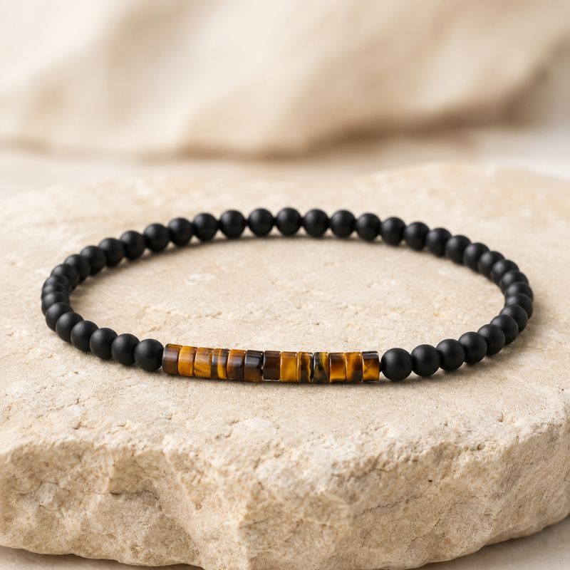 Bracelet Homme Perles Fines Onyx Œil De Tigre