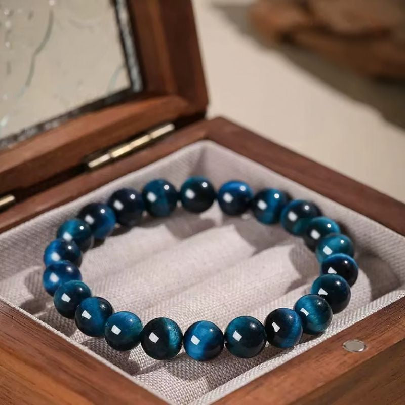 Bracelet Homme Perles Œil De Tigre Bleu
