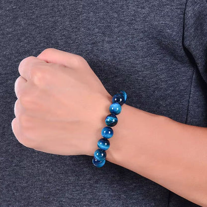 Bracelet Homme Perles Œil De Tigre Bleu
