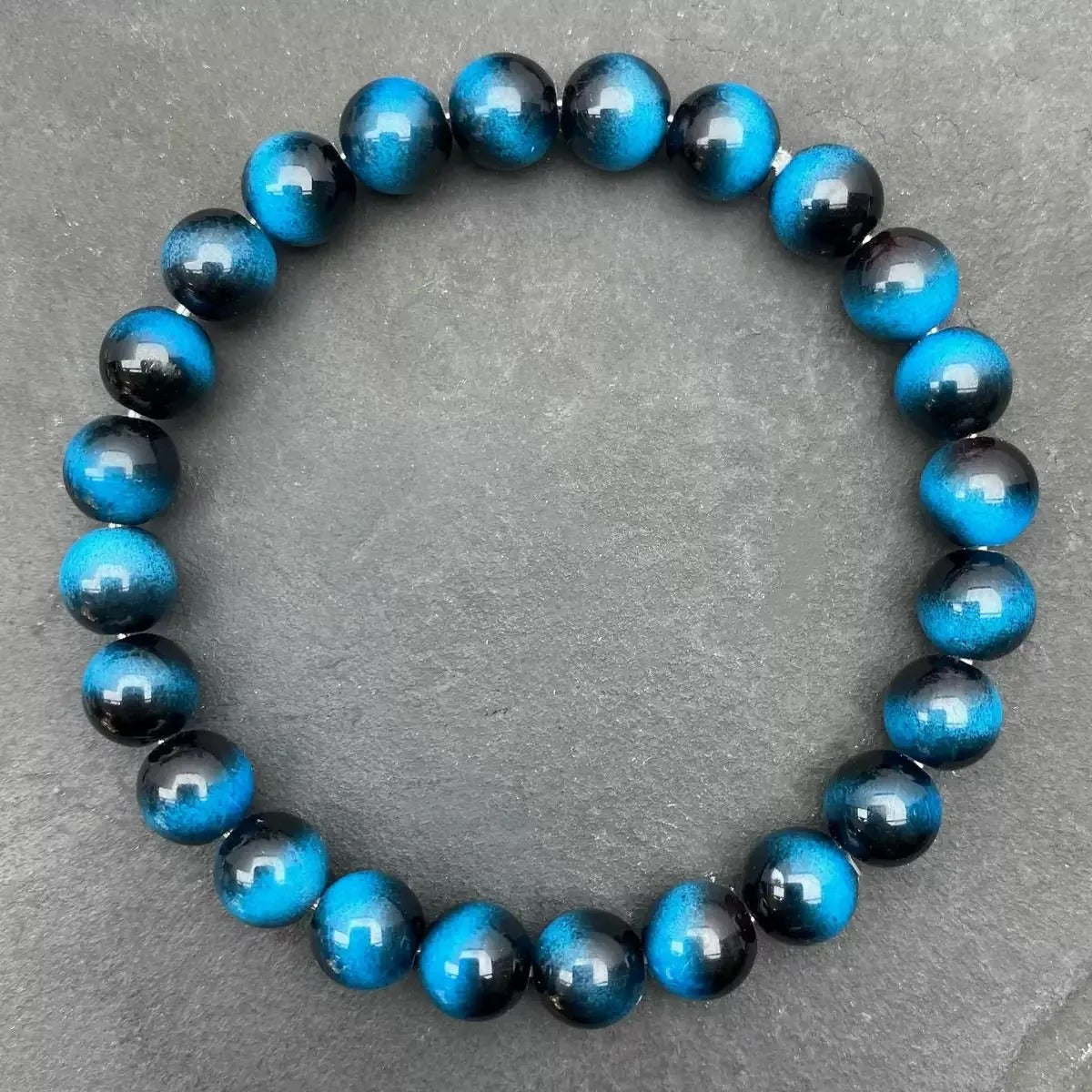 Bracelet Homme Perles Œil De Tigre Bleu
