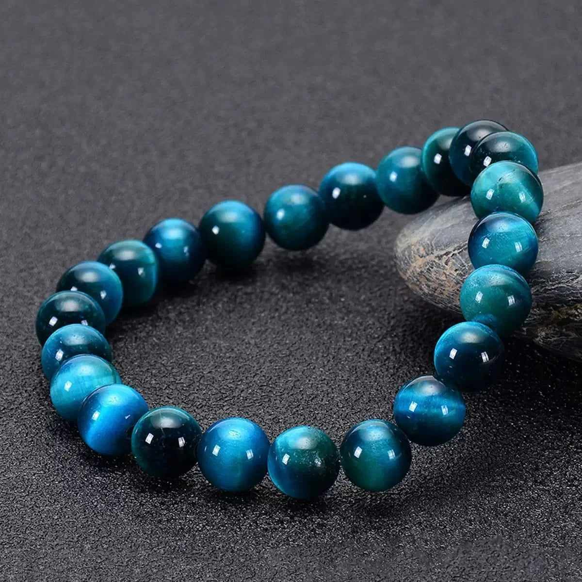 Bracelet Homme Perles Œil De Tigre Bleu
