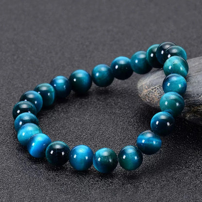 Bracelet Homme Perles Œil De Tigre Bleu
