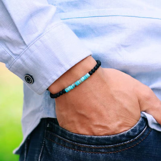 Bracelet Homme Perles Onyx Noir et Jaspe Impérial
