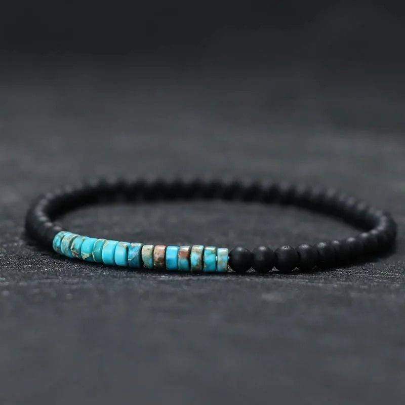 Bracelet Homme Perles Onyx Noir et Jaspe Impérial