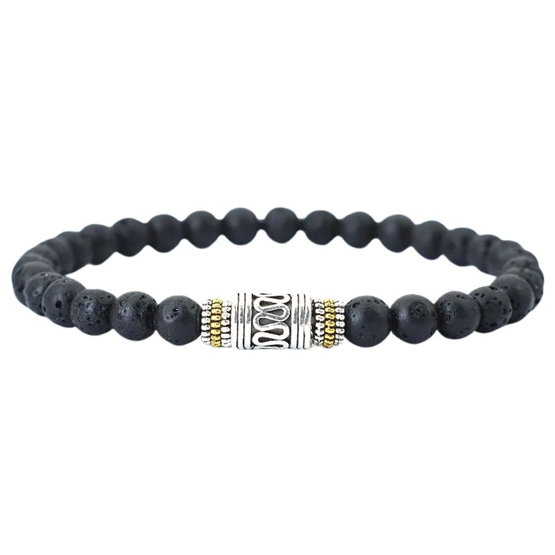 Bracelet Homme Perles Pierre Naturelle Métal