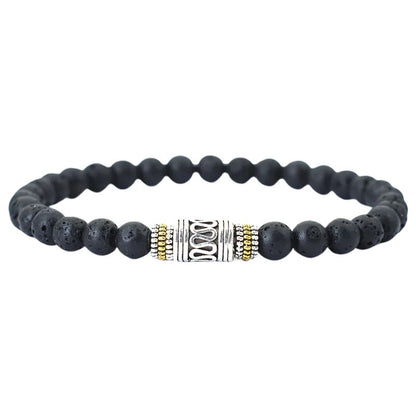 Bracelet Homme Perles Pierre Naturelle Métal