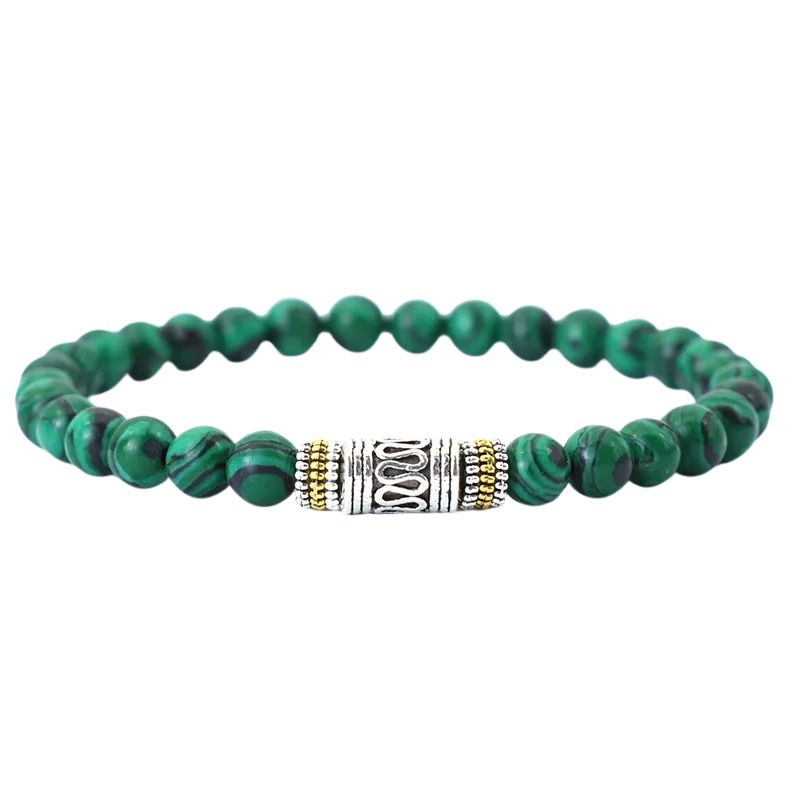 Bracelet Homme Perles Pierre Naturelle Métal