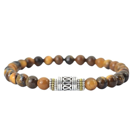 Bracelet Homme Perles Pierre Naturelle Métal