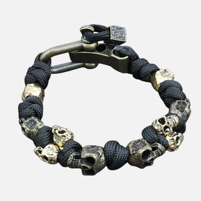Bracelet Homme Tête de Mort et Corde Réglable
