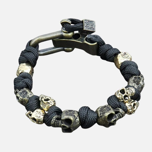 Bracelet Homme Tête de Mort et Corde Réglable