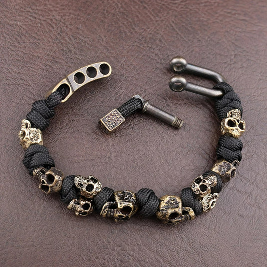 Bracelet Homme Tête de Mort et Corde Réglable