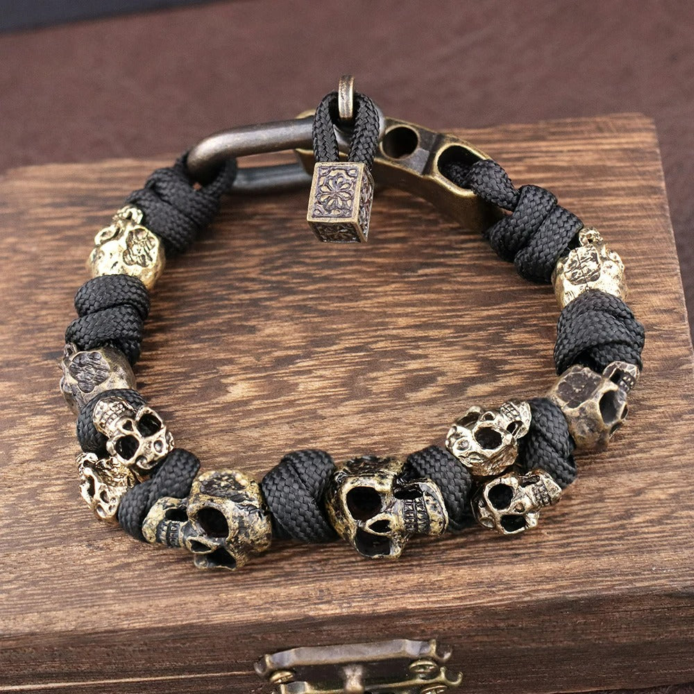 Bracelet Homme Tête de Mort et Corde Réglable