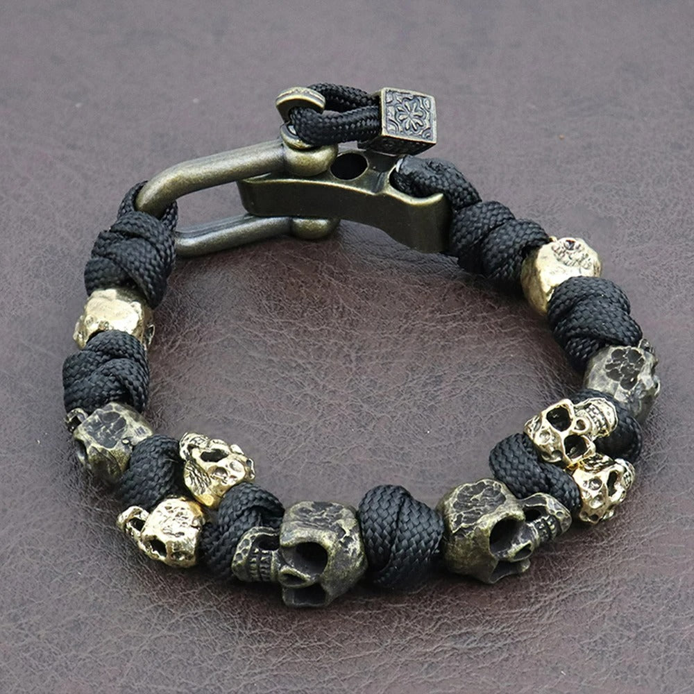 Bracelet Homme Tête de Mort et Corde Réglable