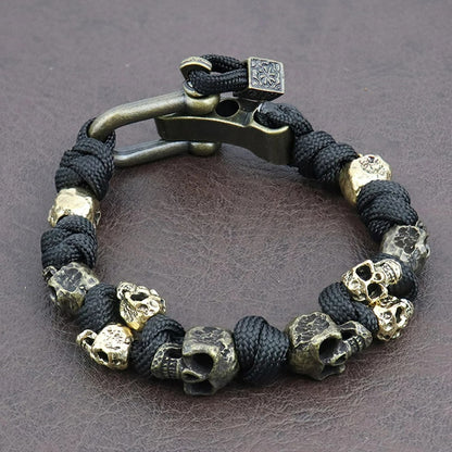 Bracelet Homme Tête de Mort et Corde Réglable