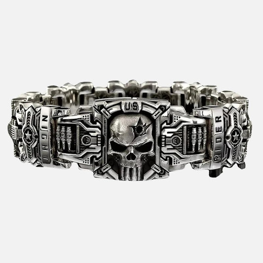 Bracelet Homme Tête de Mort Motard