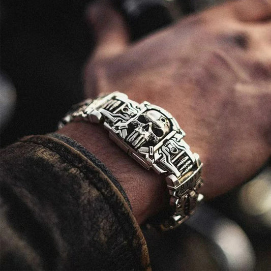 Bracelet Homme Tête de Mort Motard