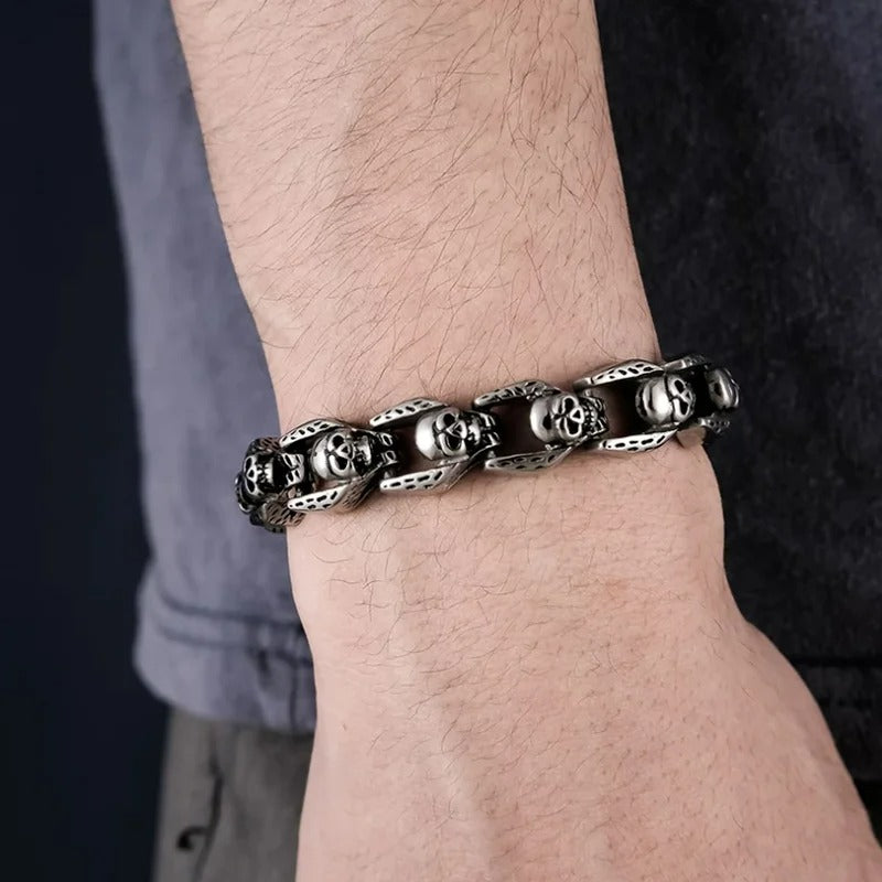 Bracelet Homme Tête de Mort Style Rock