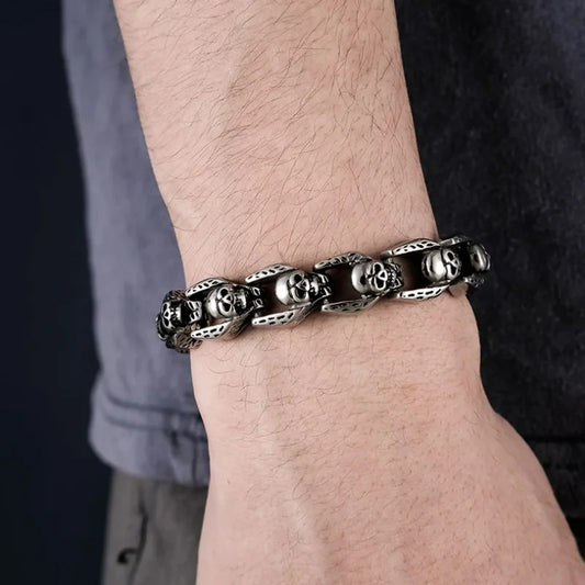 Bracelet Homme Tête de Mort Style Rock