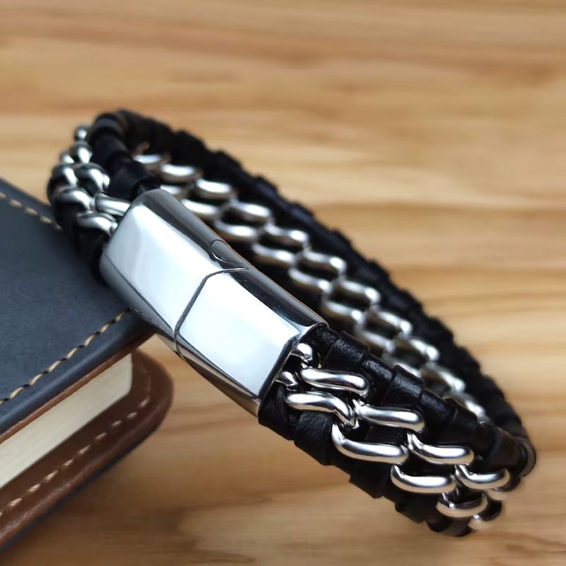 Bracelet homme tressé Double Chaîne