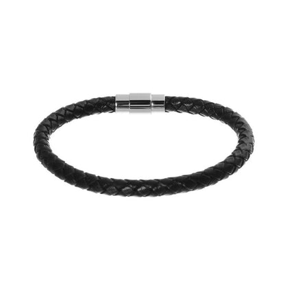 Bracelet Homme Tressé Similicuir Fermoir Argenté