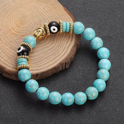 Bracelet Homme Turquoise Bouddha Œil Protecteur