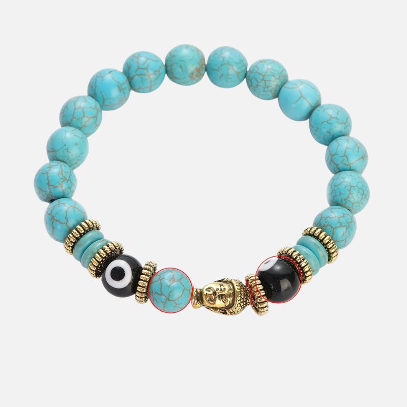Bracelet Homme Turquoise Bouddha Œil Protecteur