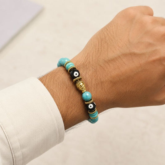 Bracelet Homme Turquoise Bouddha Œil Protecteur