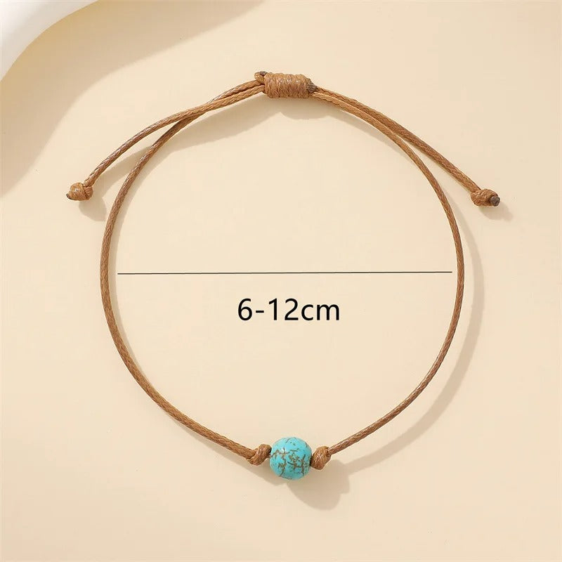 Bracelet Homme Turquoise Cordon Perle Unique