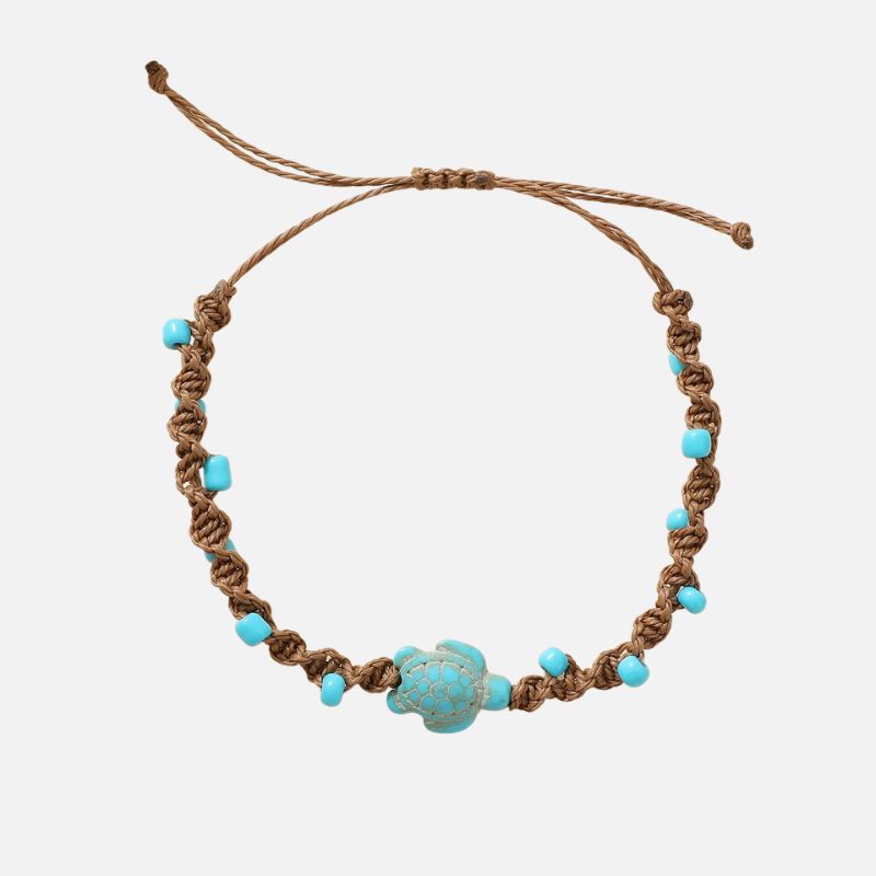 Bracelet Homme Turquoise Tortue Cordon Tressé