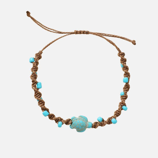 Bracelet Homme Turquoise Tortue Cordon Tressé