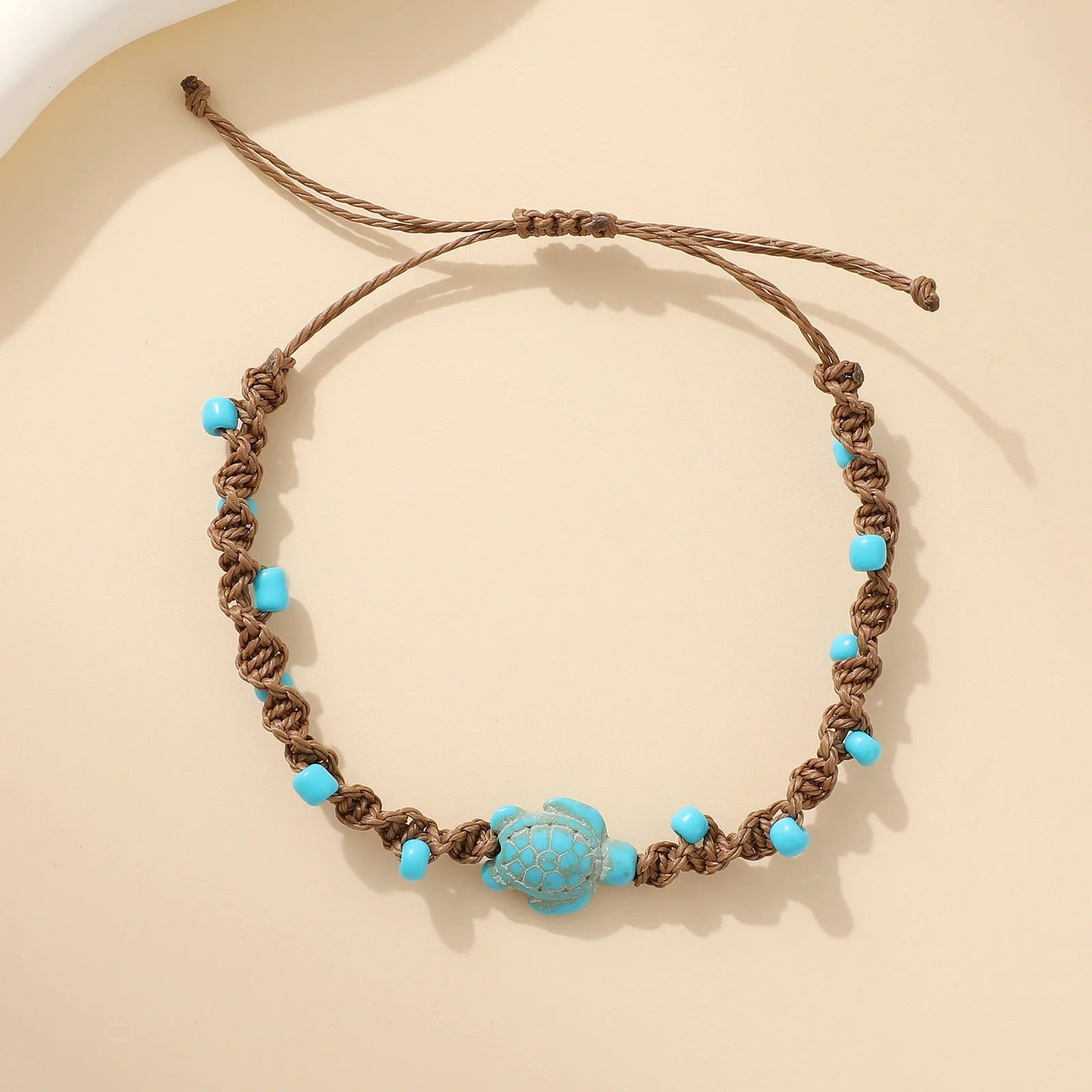 Bracelet Homme Turquoise Tortue Cordon Tressé