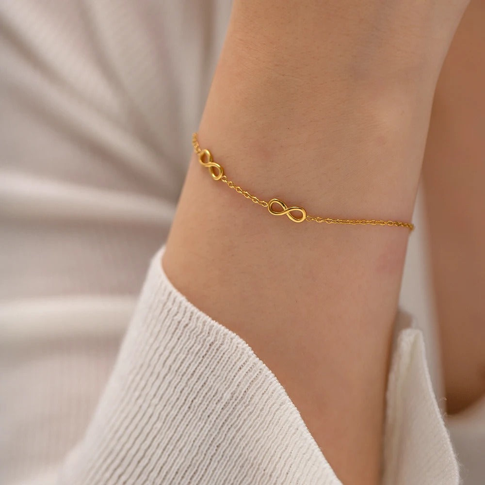 Bracelet Infini Femme Acier Inoxydable Doré