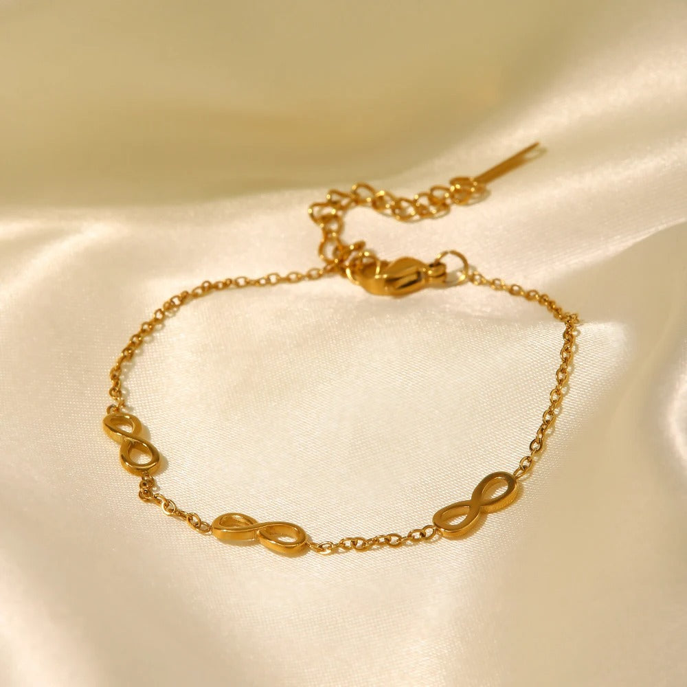 Bracelet Infini Femme Acier Inoxydable Doré