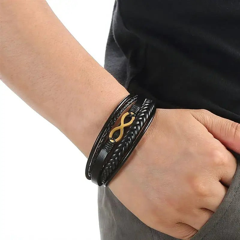 Bracelet Infini Homme Acier Inoxydable Doré