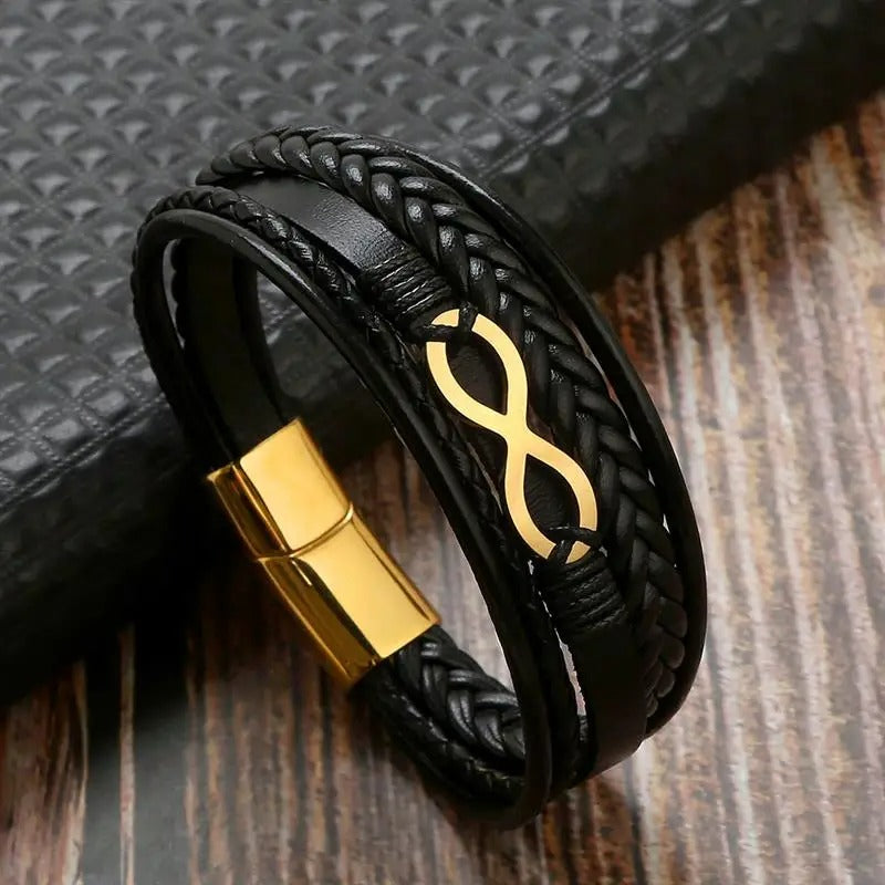 Bracelet Infini Homme Acier Inoxydable Doré
