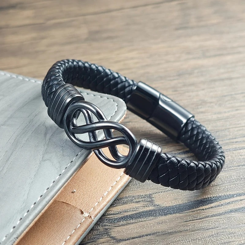 Bracelet Infini Homme Noir Acier Inoxydable