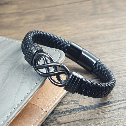 Bracelet Infini Homme Noir Acier Inoxydable
